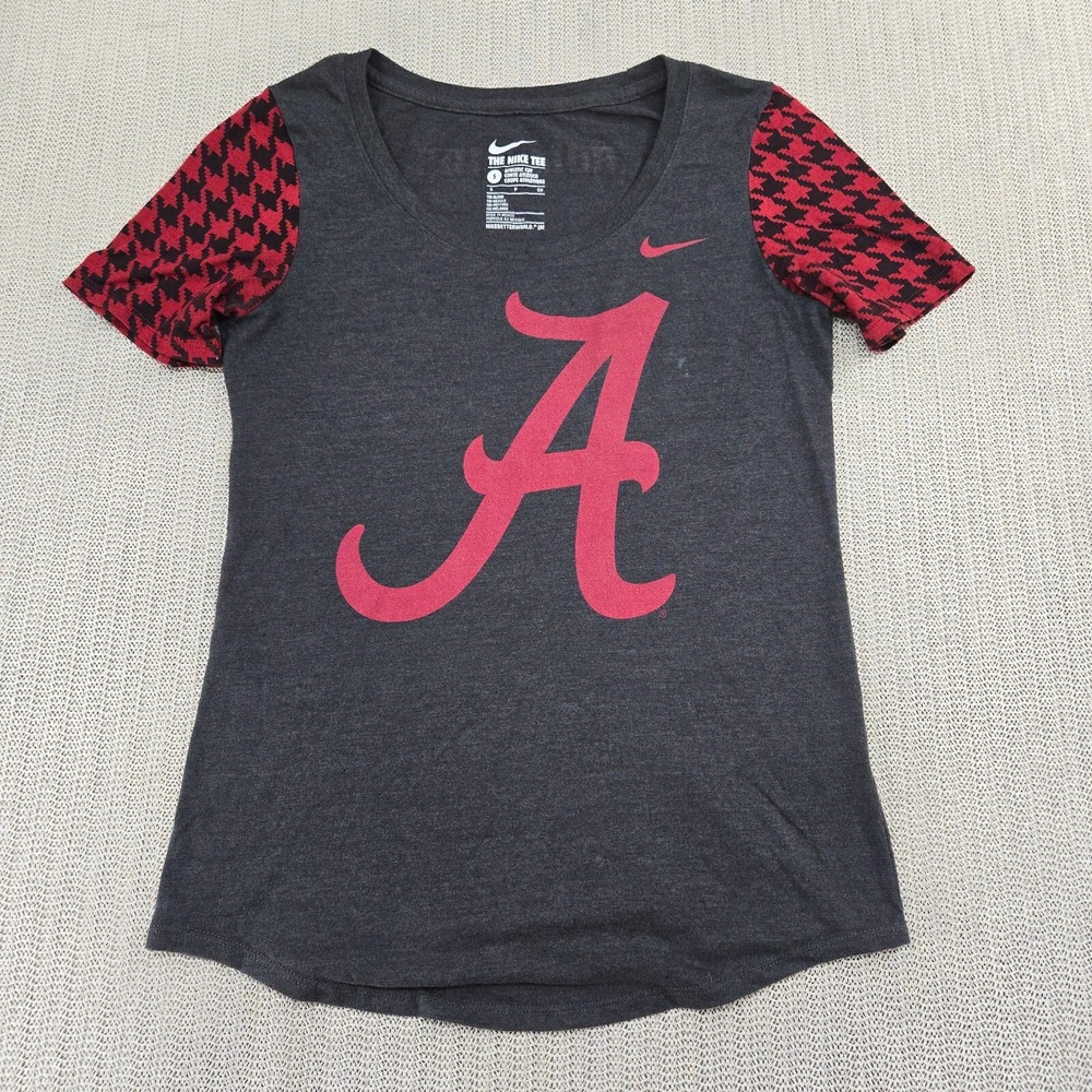 Nike Alabama Crimson Tide Shirt Womens Small Gray Short Sleeve Boat Neck SEC